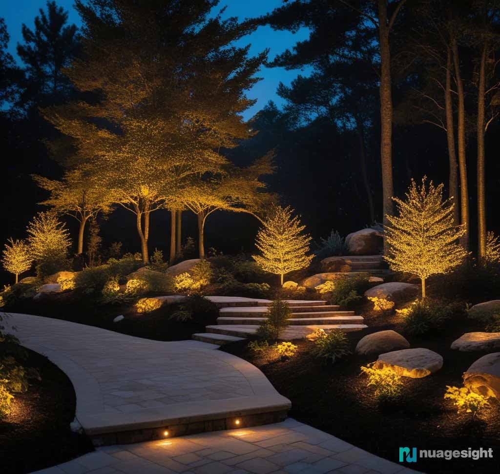 Garden view of lighting at night